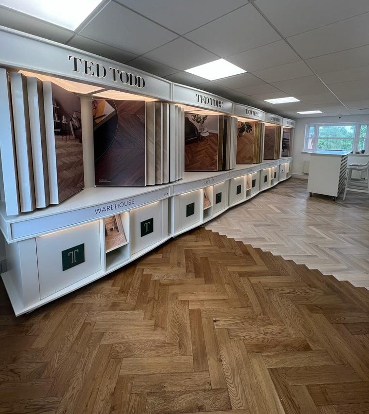 Ted Todd engineered wood floor displays at the Flooring 4 You Ltd flooring showroom in central Knutsford